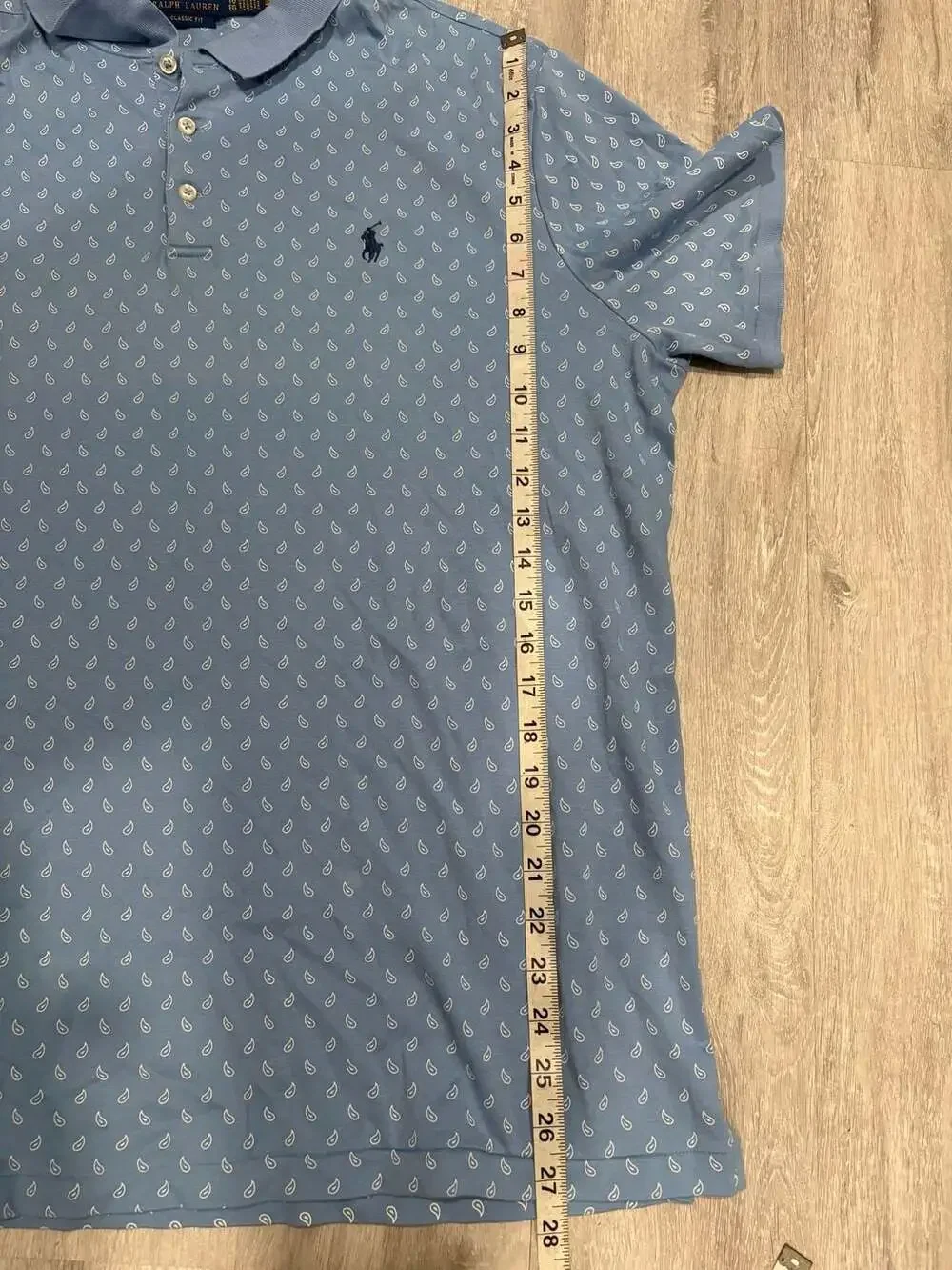 Polo Ralph Lauren Classic Fit Polo Shirt Men XL Blue Paisley Print Short Sleeve